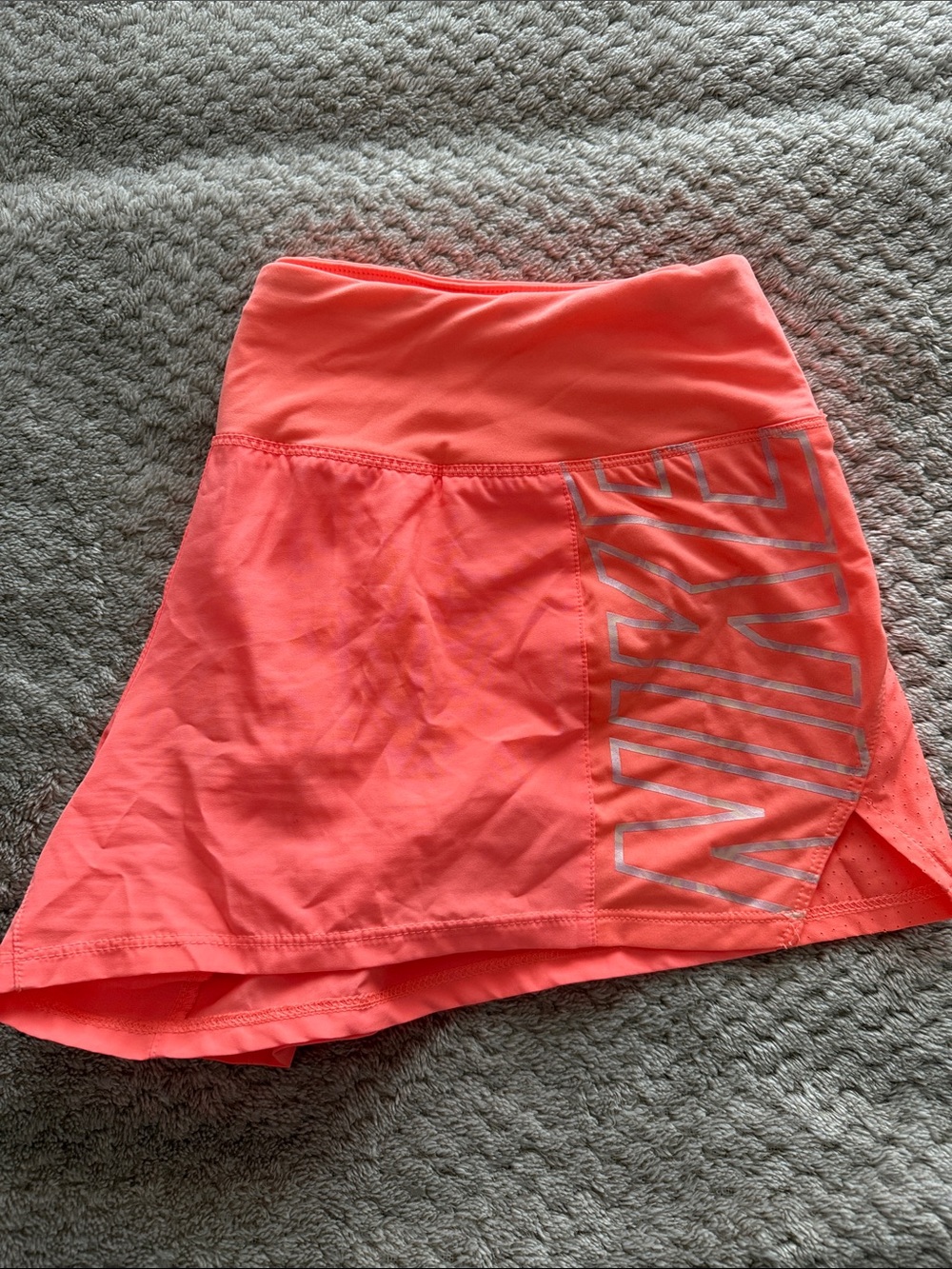 Neon Orange Nike Athletic Shorts with Reflective Accent